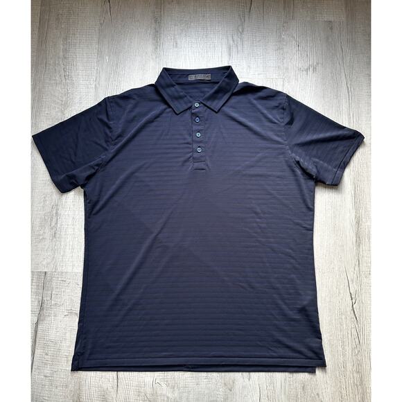 G/Fore Golf Polo Shirt Mens XL Blue Stripe Performance Stretch - Picture 2 of 5